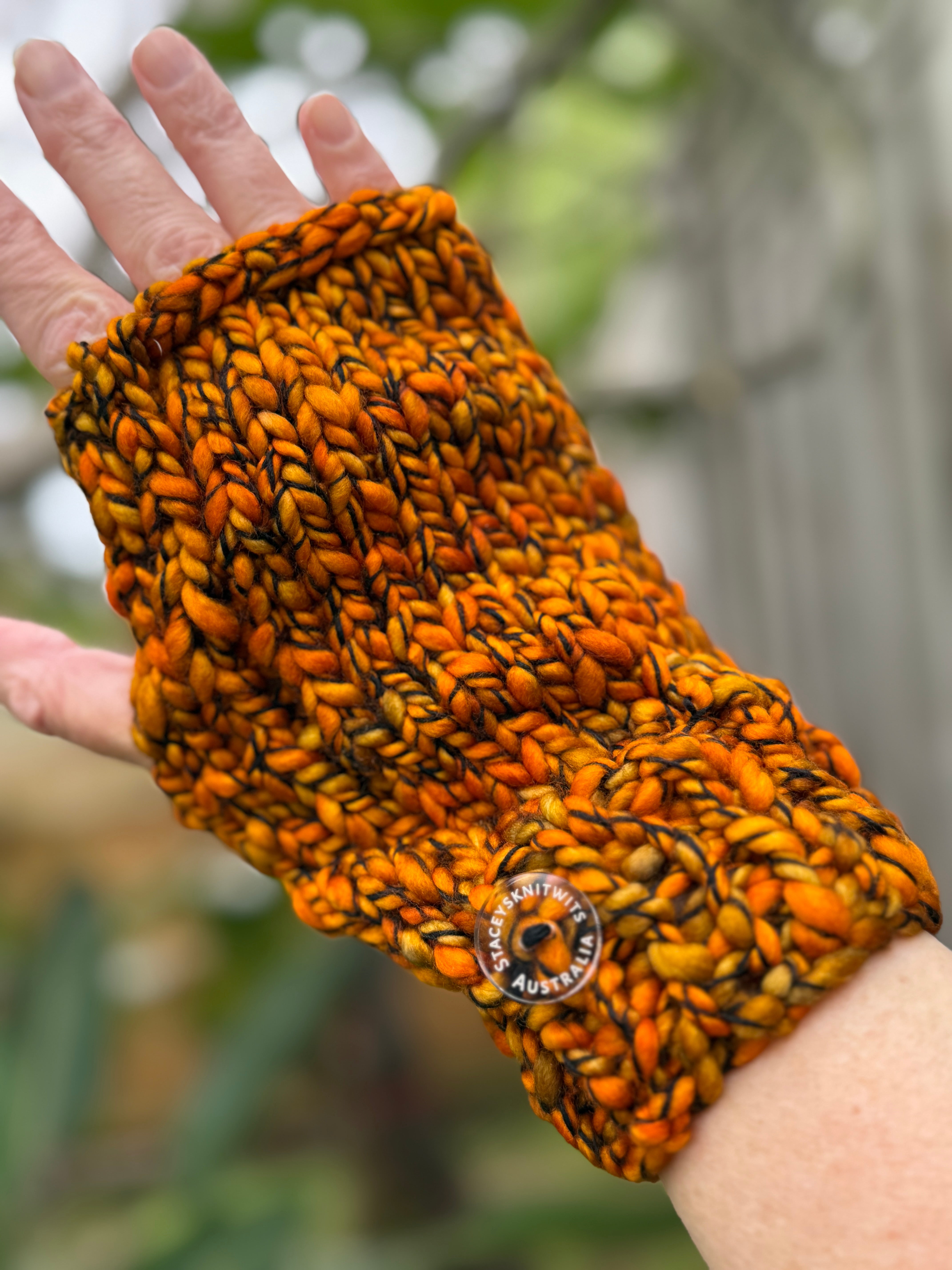 Orange Handwarmers, Merino texting gloves