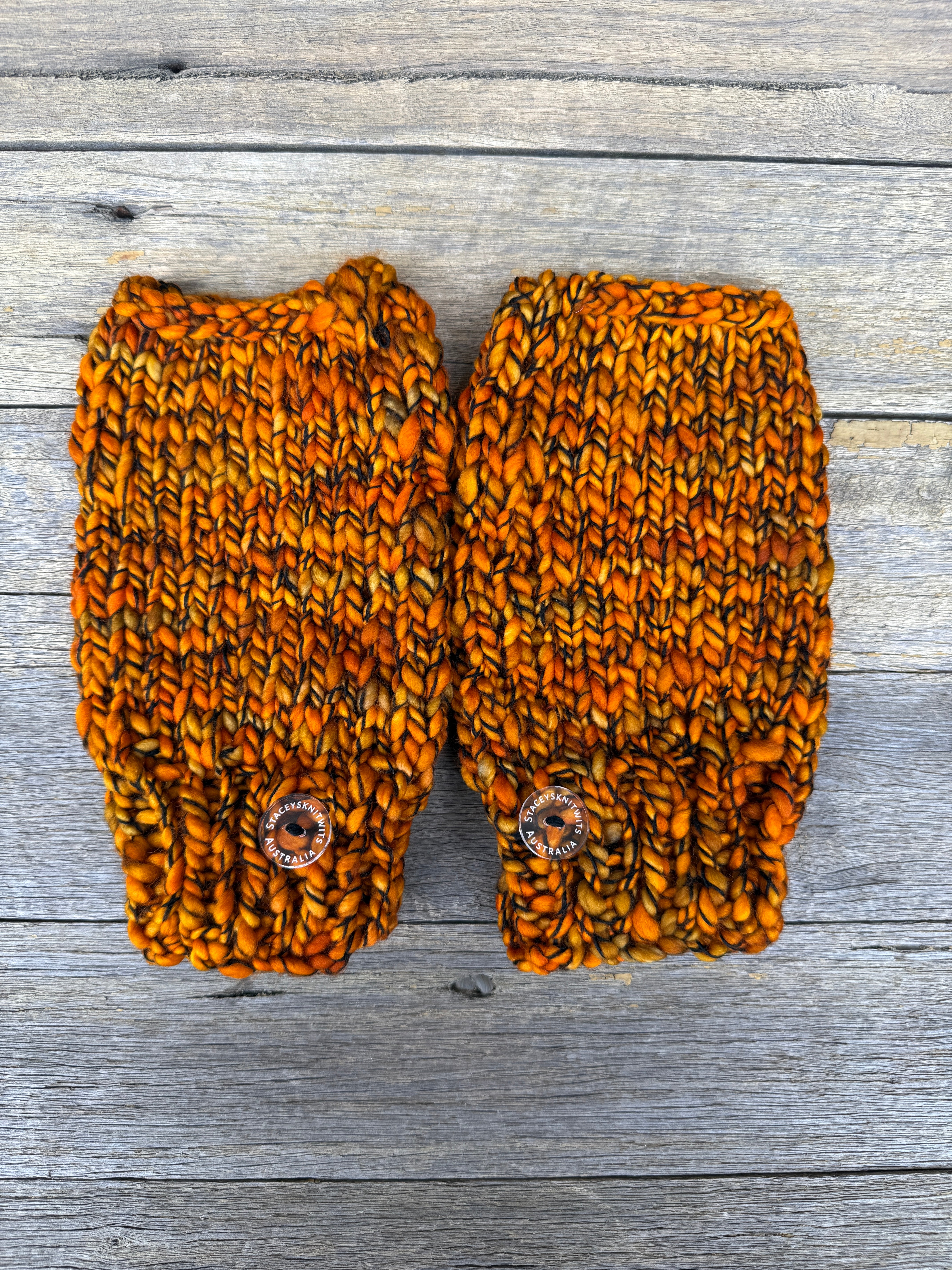 Orange Handwarmers, Merino texting gloves