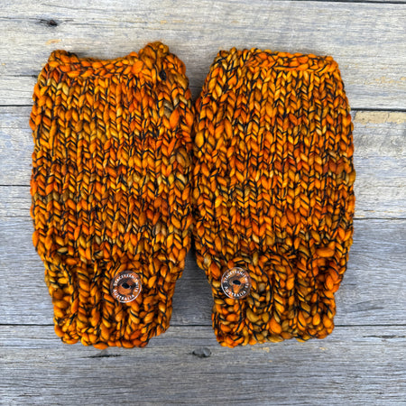 Orange Handwarmers, Merino texting gloves