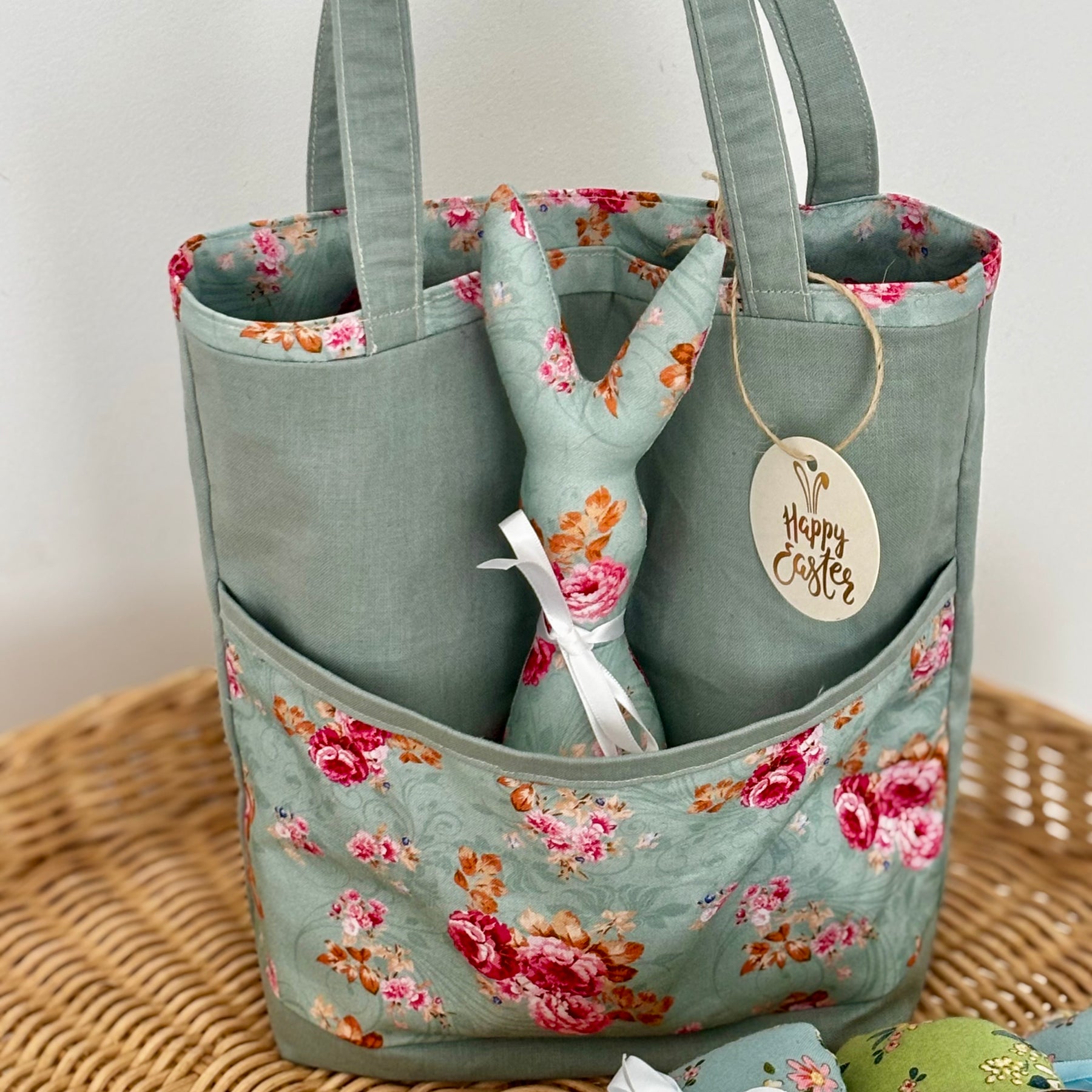 Handmade Easter gift Set, Fabric Eggs, Bag, & Bunny