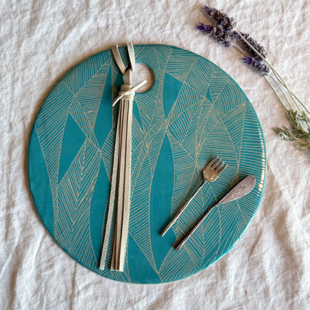 Ebb & Flow | Handmade Ceramic Charcuterie Board | 31 cm | Optional Add On | Removable Leather Snap or Tassel