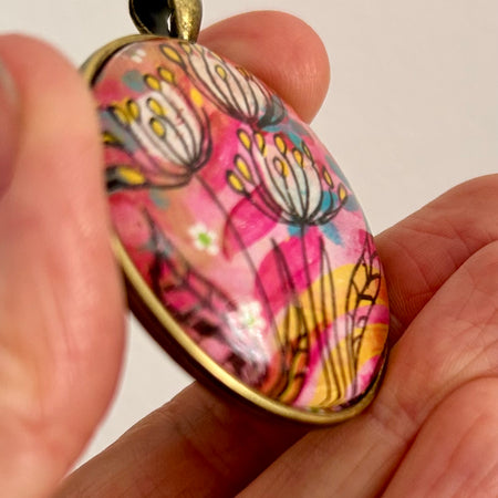 Hand-painted necklace : Pocket Wildflowers