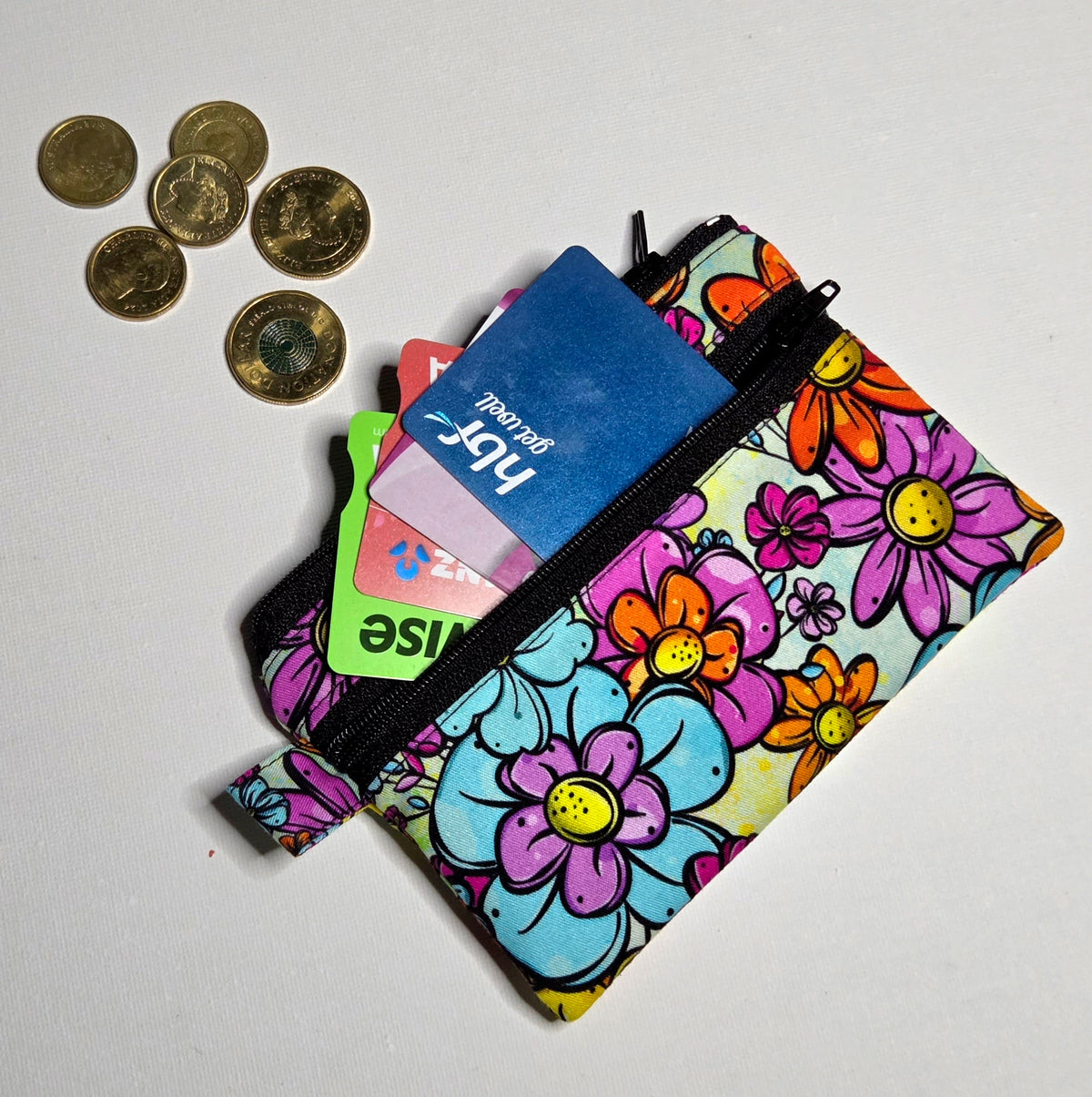 Small Double Pocket Pouch in colourful floral print