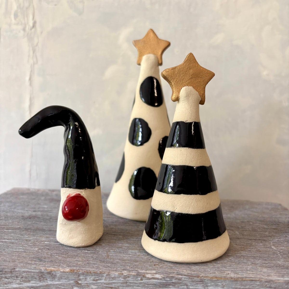 Christmas Trees & Gnome Set - Black & White
