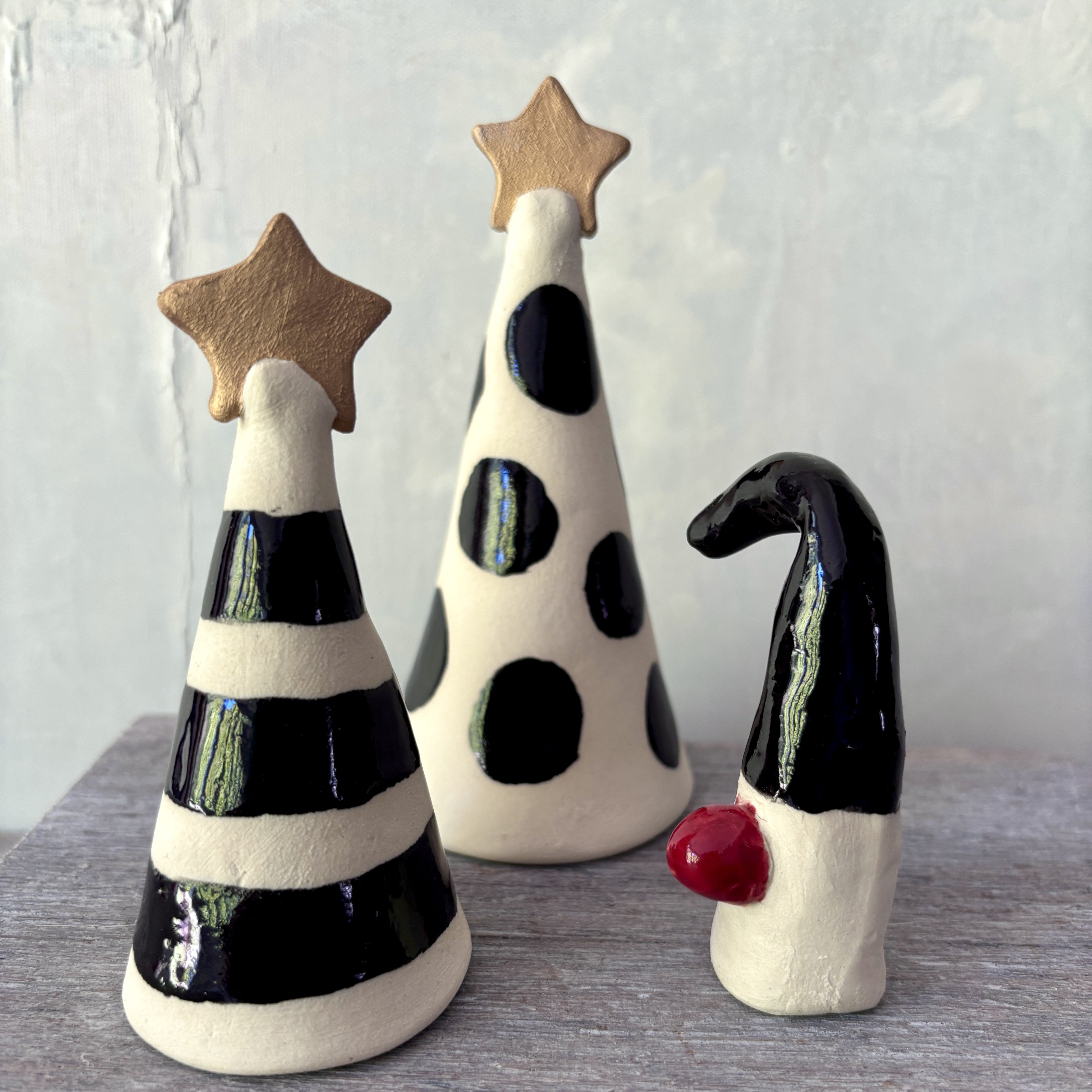 Christmas Trees & Gnome Set - Black & White