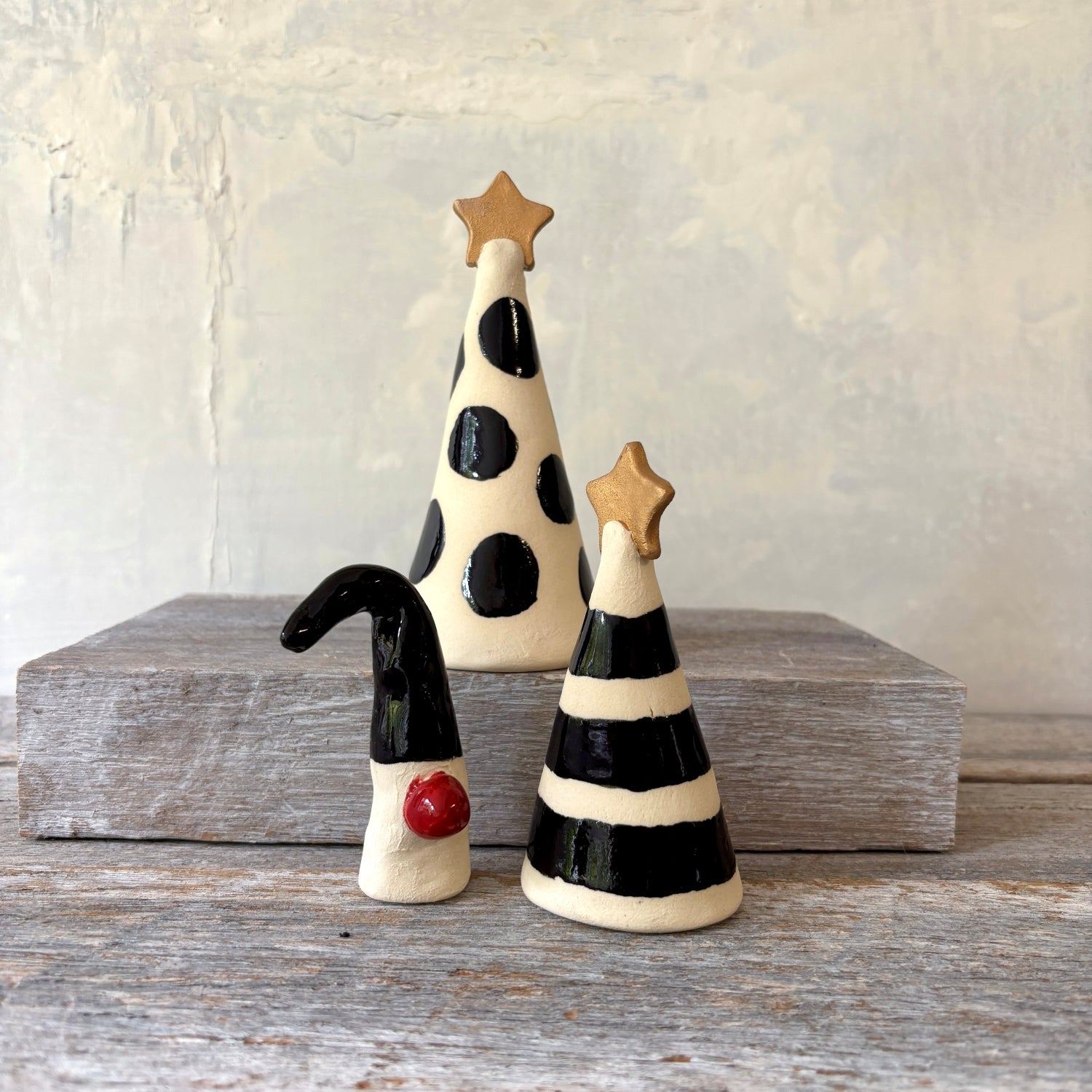 Christmas Trees & Gnome Set - Black & White