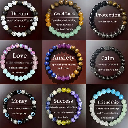 Handmade- Nine Bohemian Crystal Bead Bracelets