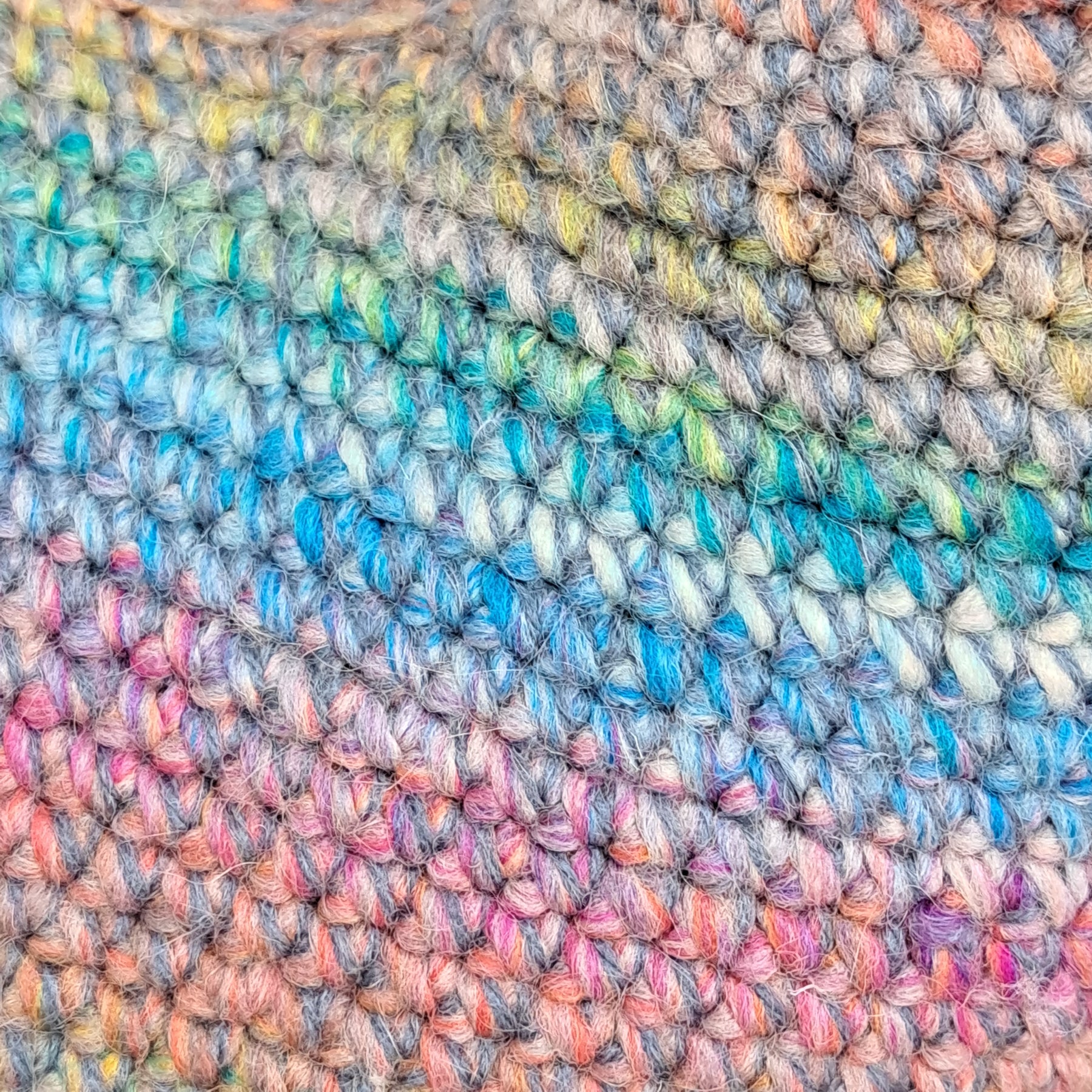 Handmade Crochet chicken cushion pinks blues