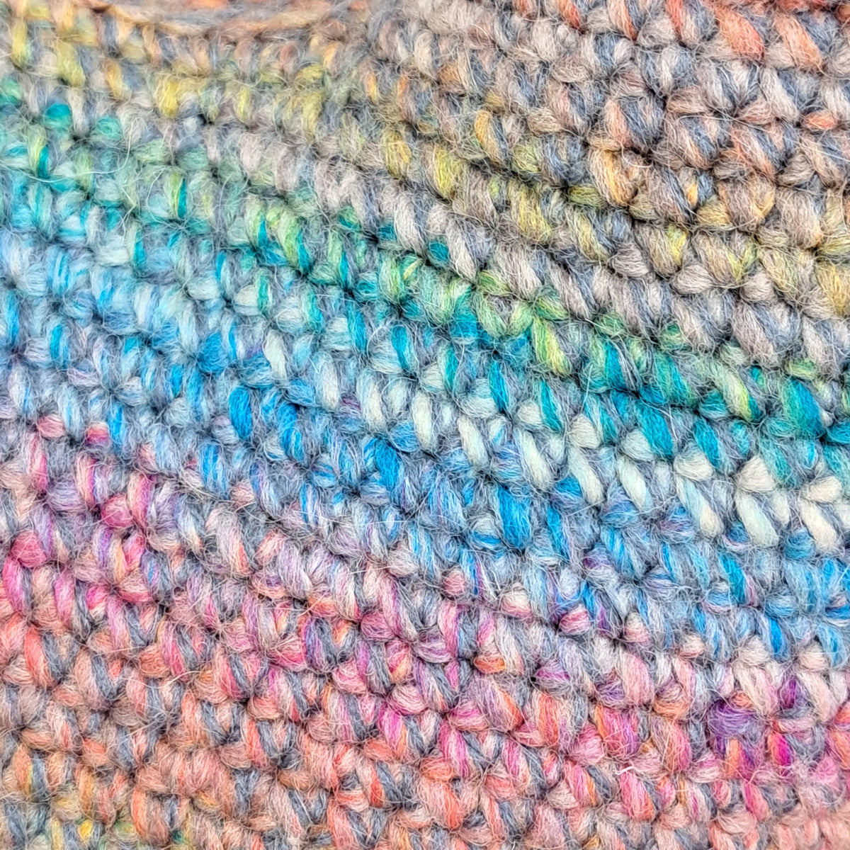 Handmade Crochet chicken cushion pinks blues