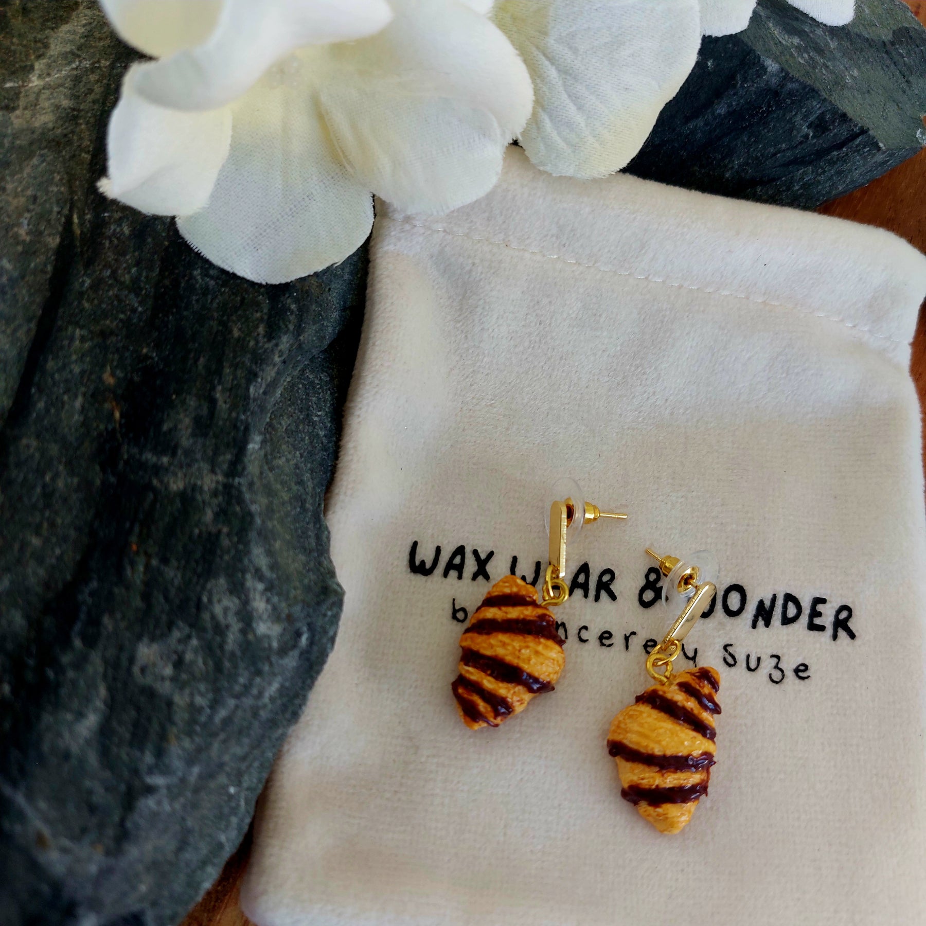 Chocolate Croissant Earrings | Food Inspired Statement Earrings