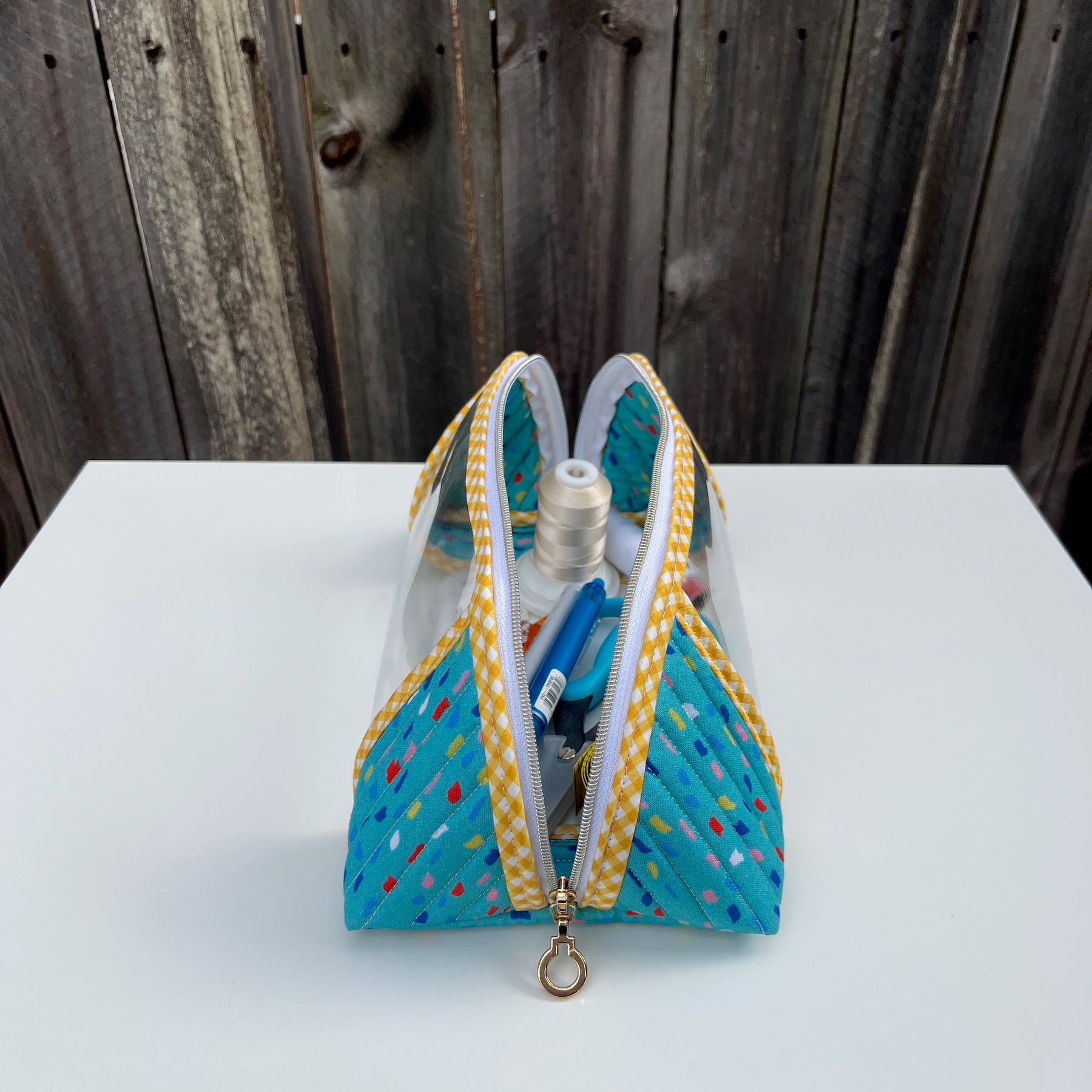 Clearly Trixie pouch - Rain - Bright Teal (Over the Rainbow Collection by Ampersand Design Studio)