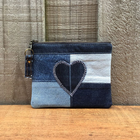 Upcycled Denim Purse – Blue Denim Heart #3