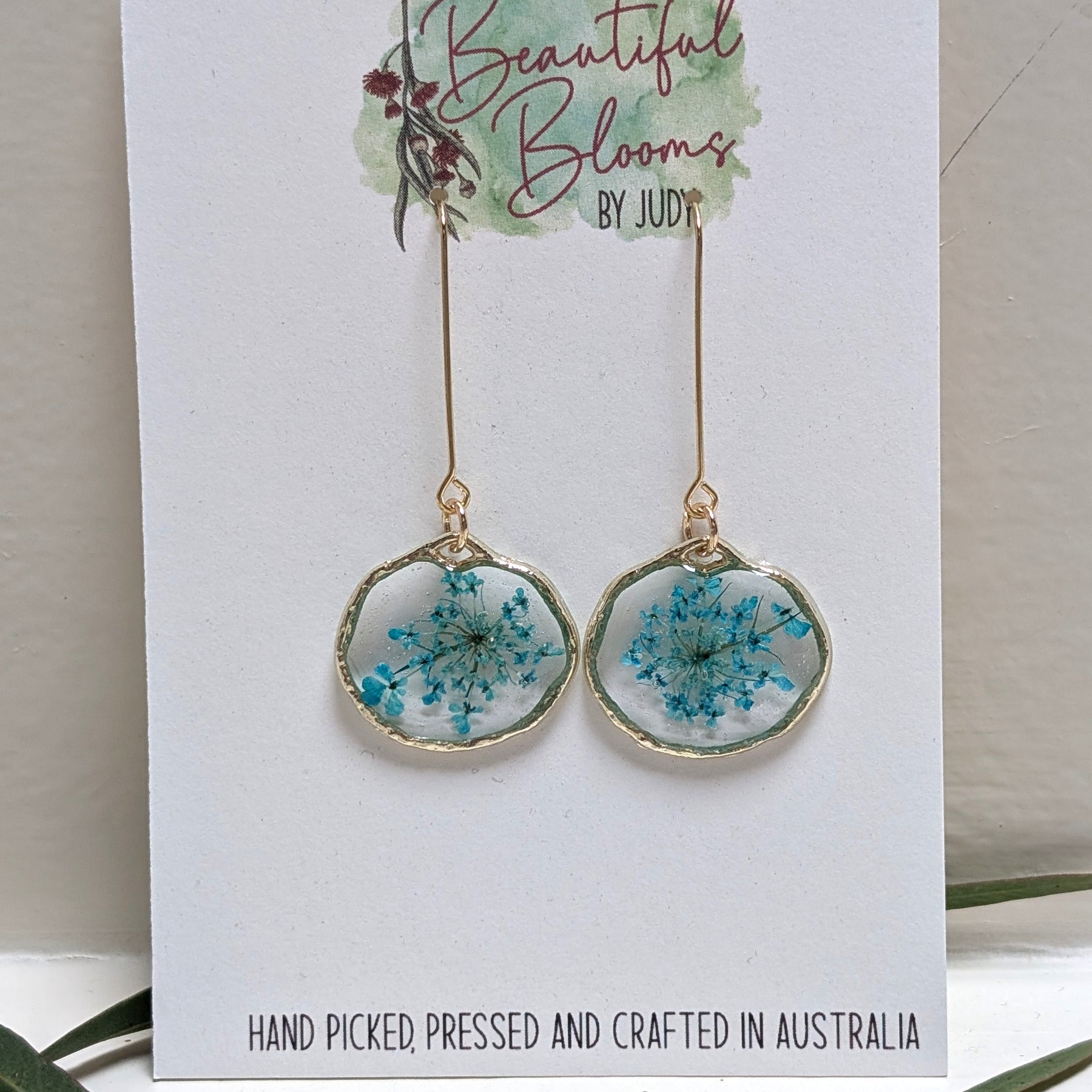 Queen Anne's Lace, teal dangles