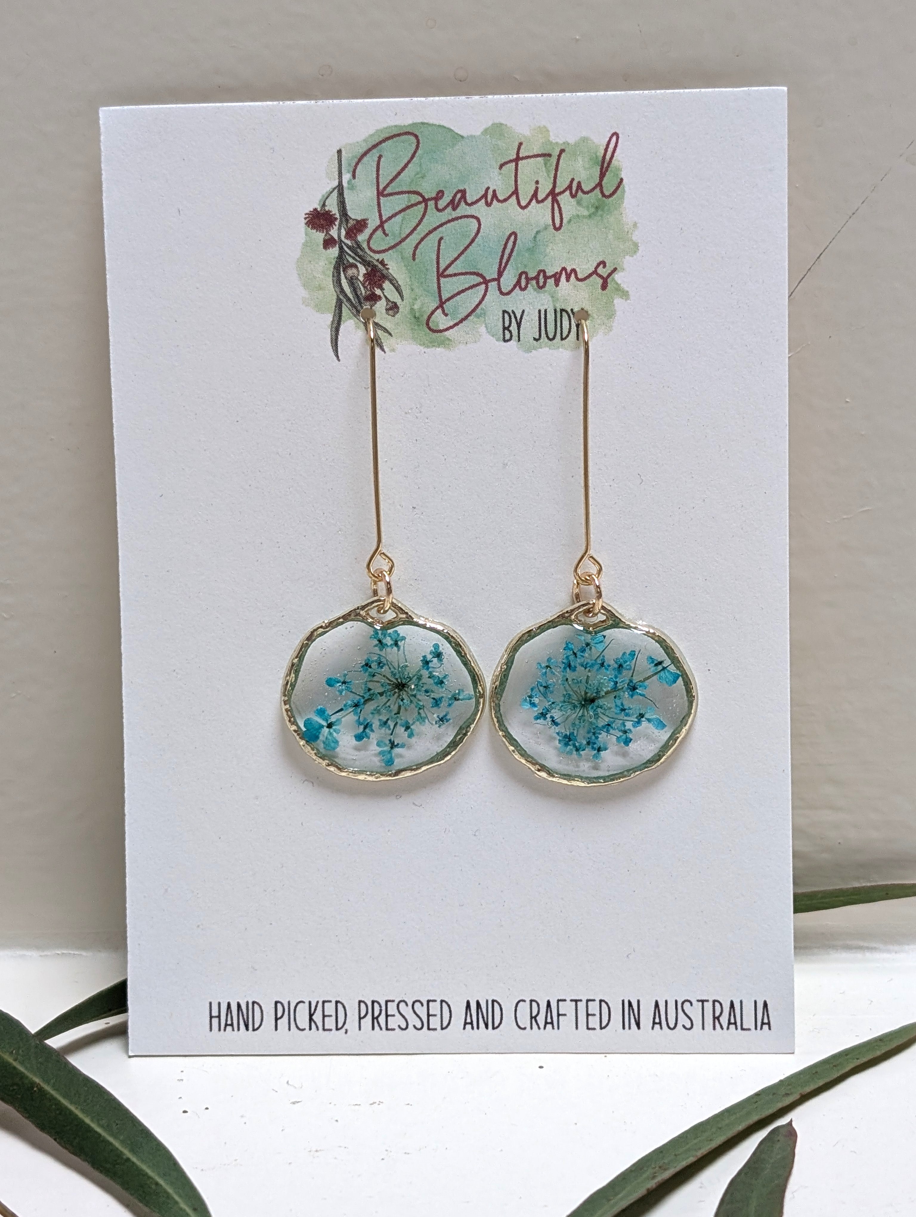 Queen Anne's Lace, teal dangles