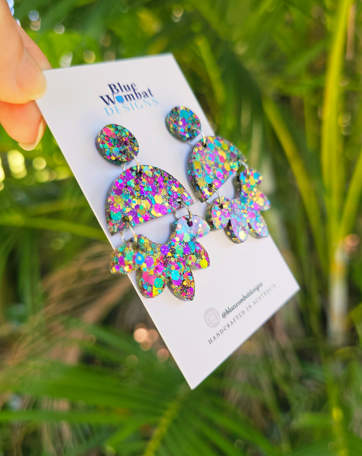 Colourful Glitter Resin Dangle Handmade Earrings