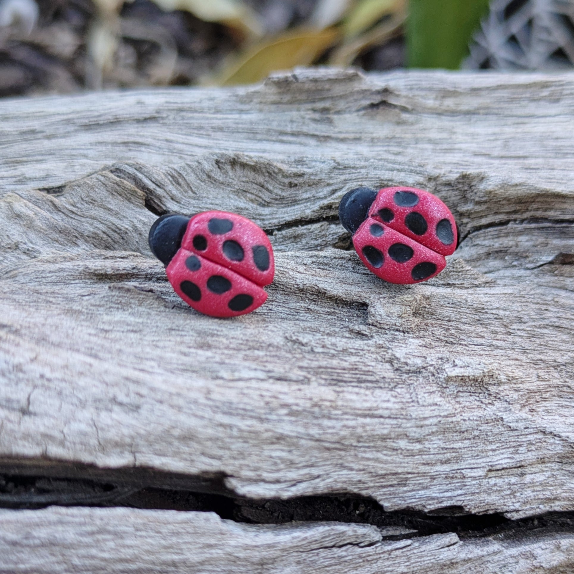 Ladybug stud earrings