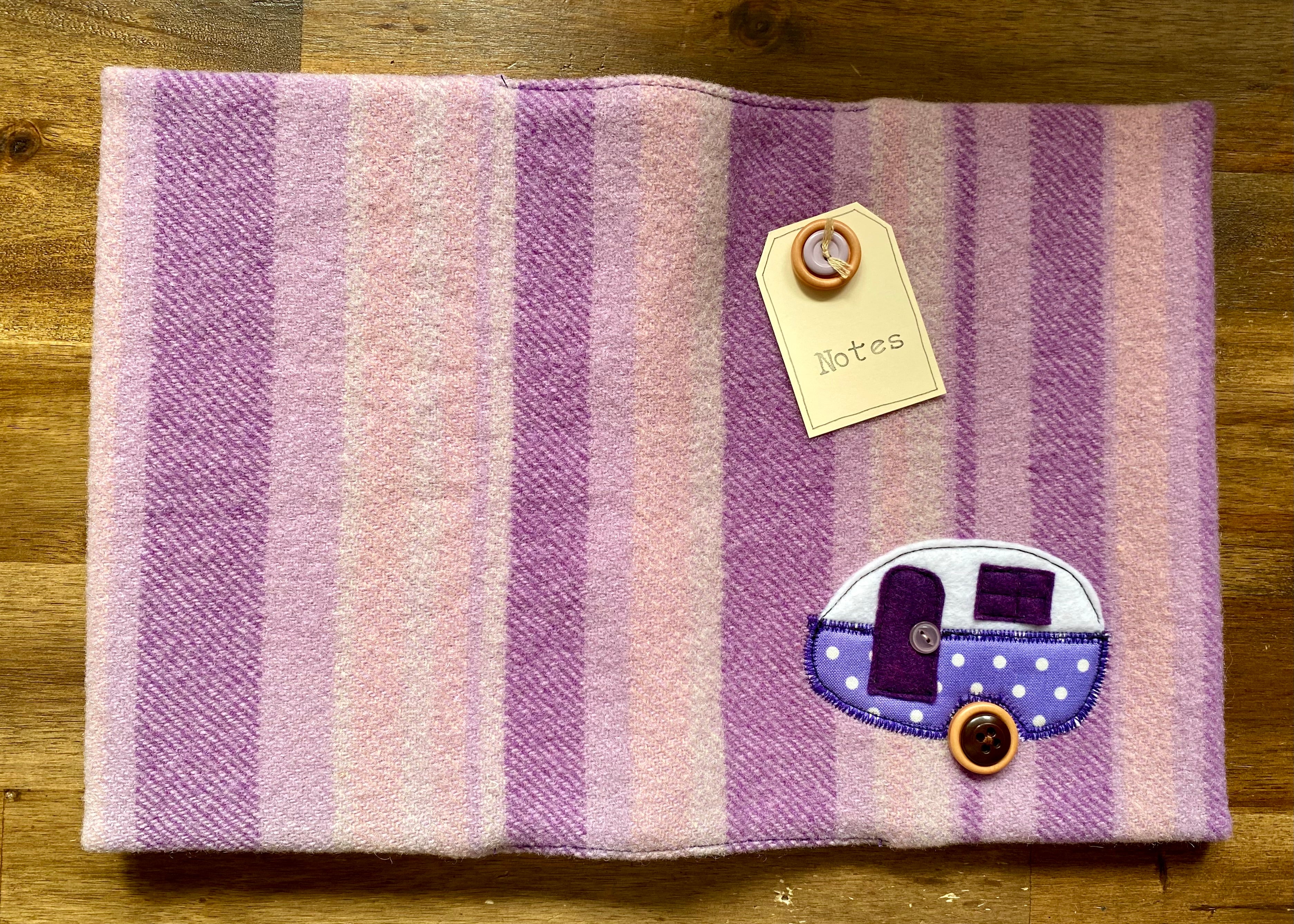 A5 Upcycled Notebook Vintage Caravan - Purple