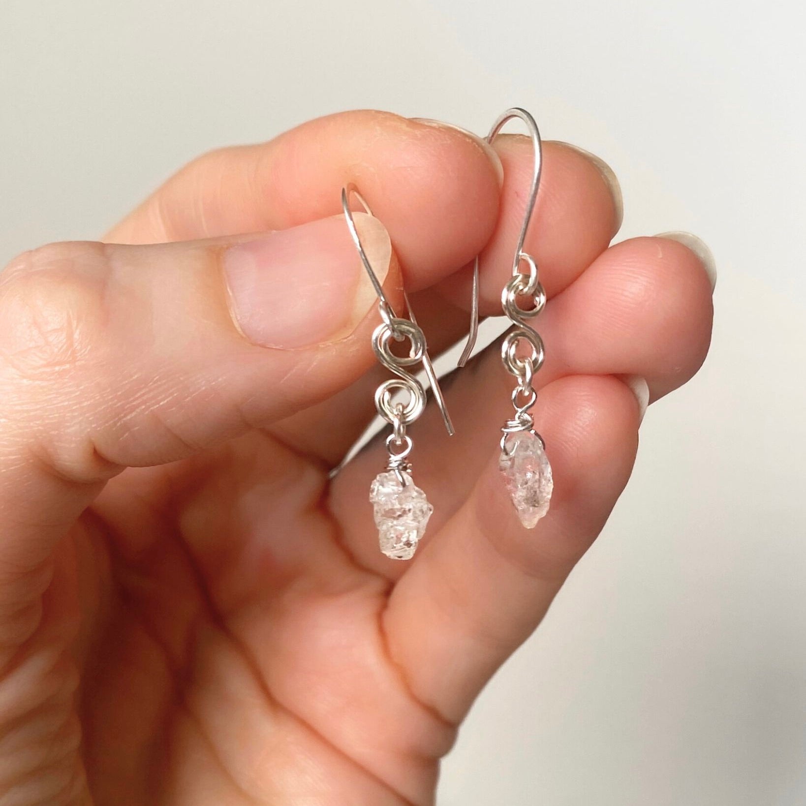 Natural Herkimer diamond earrings | Sterling silver | April birthstone | Mothers Day gift