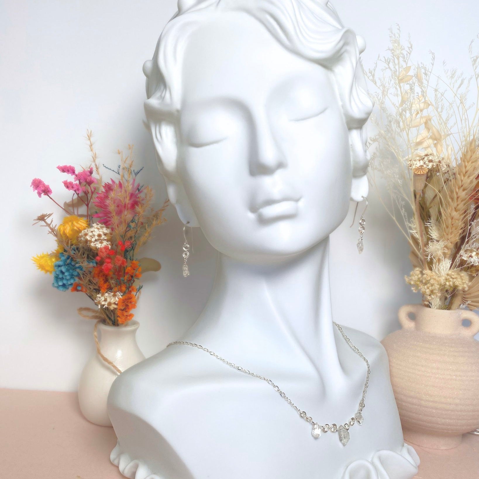 Natural Herkimer diamond earrings | Sterling silver | April birthstone | Mothers Day gift