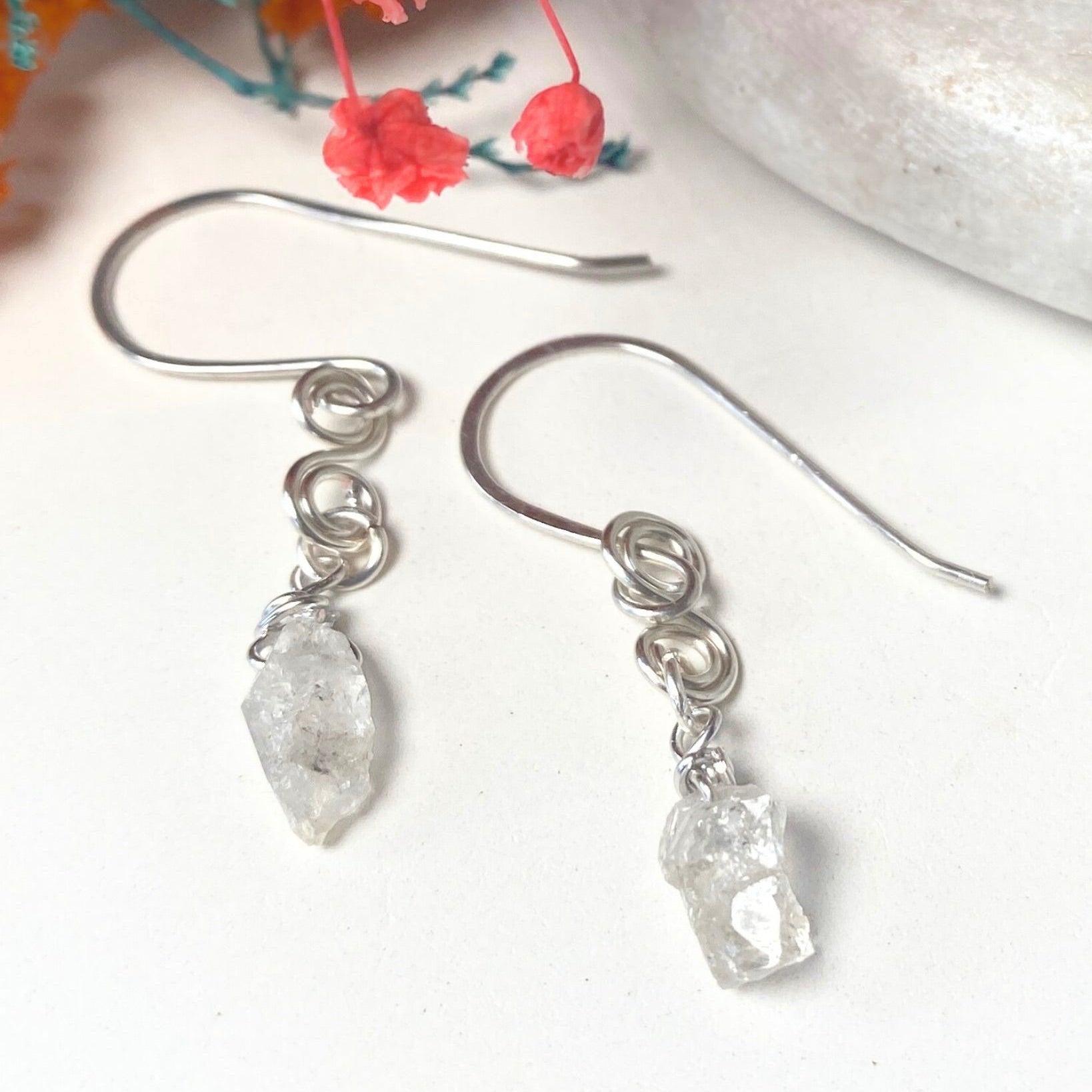 Natural Herkimer diamond earrings | Sterling silver | April birthstone | Mothers Day gift