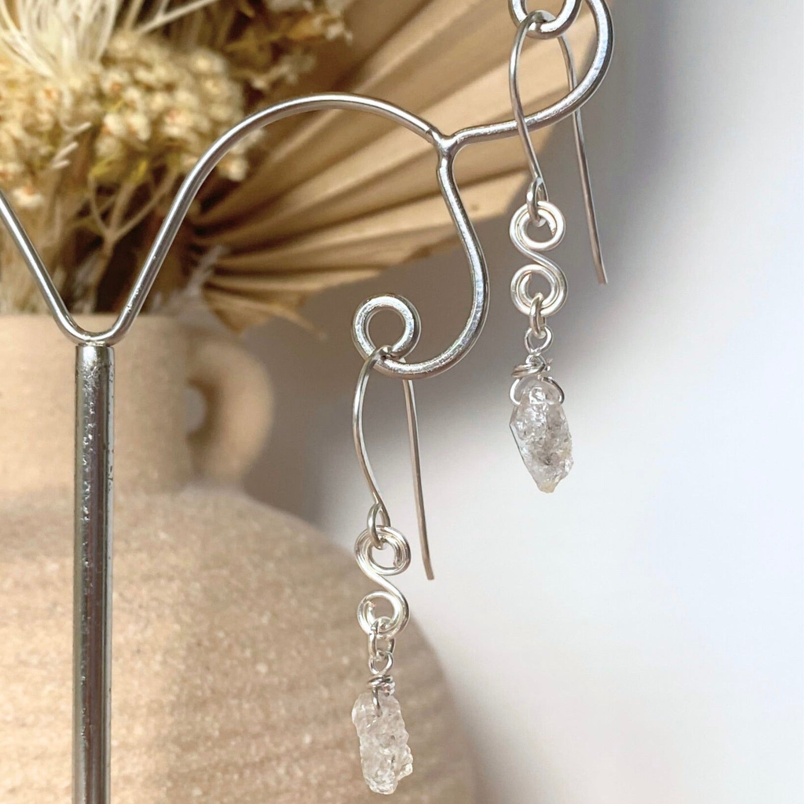 Natural Herkimer diamond earrings | Sterling silver | April birthstone | Mothers Day gift