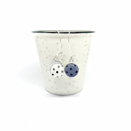 Double Sided Earrings - Black and Grey Spots