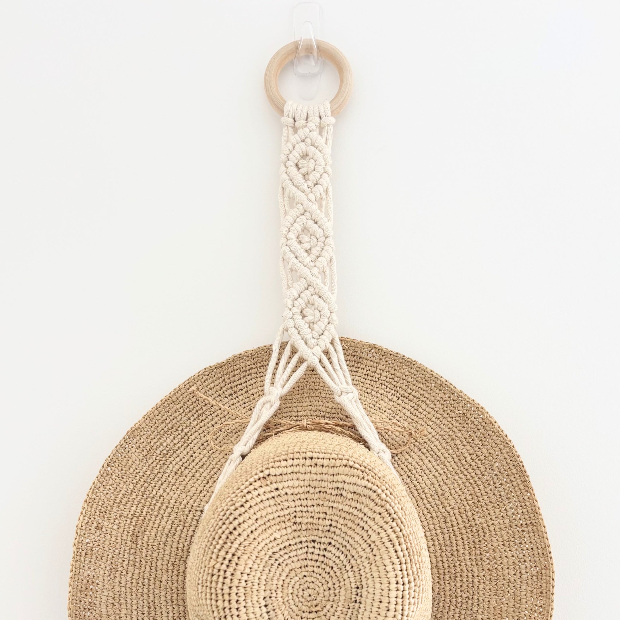 Macrame Hat Hanger - Single - Driftwood or Wood Ring Option