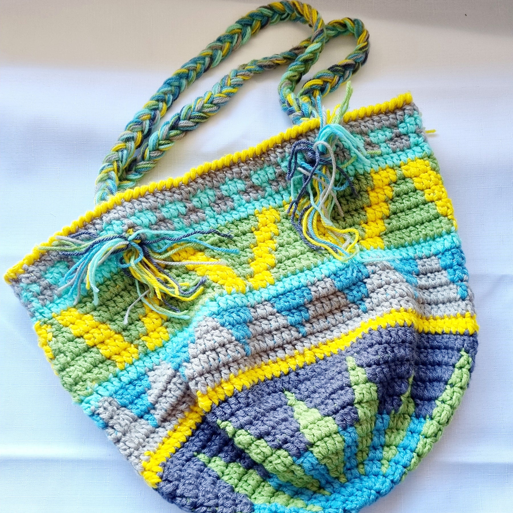 Market Bag, Handmade, Crochet, Acrylic Yarn - BB52