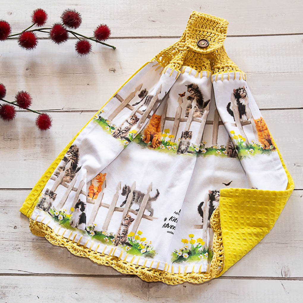 Cat Lovers Hanging Tea Towel/Hand Towel - Double Sided