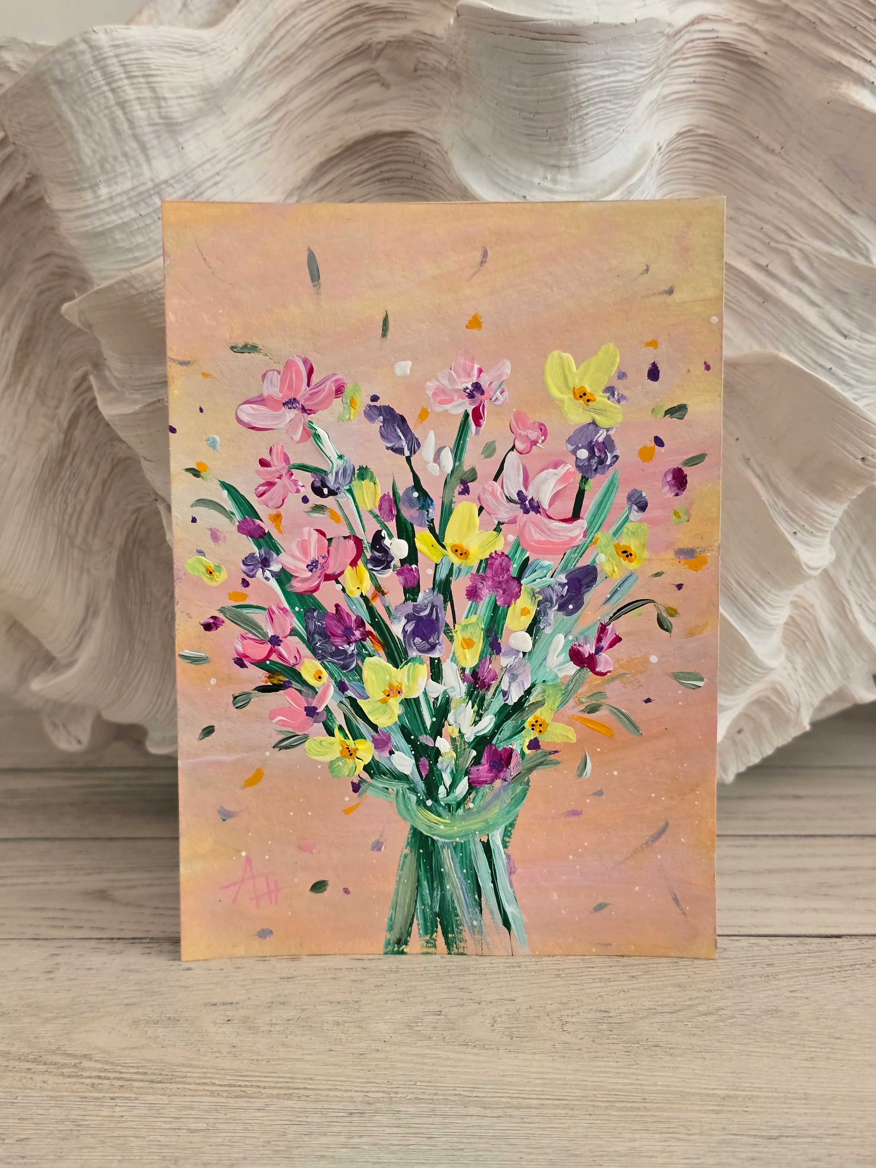 'Cheerful Bouquet' - Framed Artwork