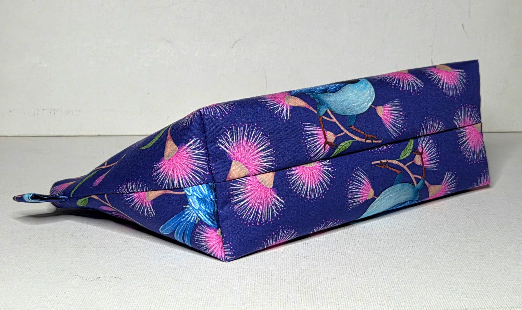 XL Pouch in Blue Wren and Wildflower Fabric