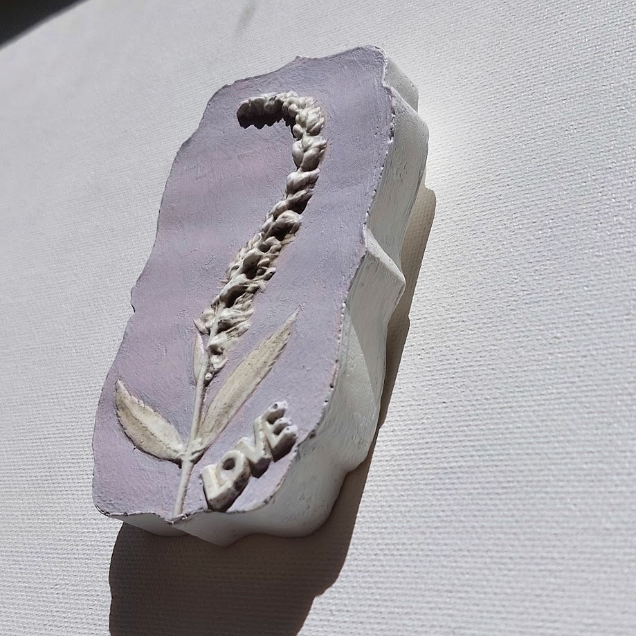 Hand-pressed Veronica Wall Art | Floral Bas-Relief Plaster Plaque