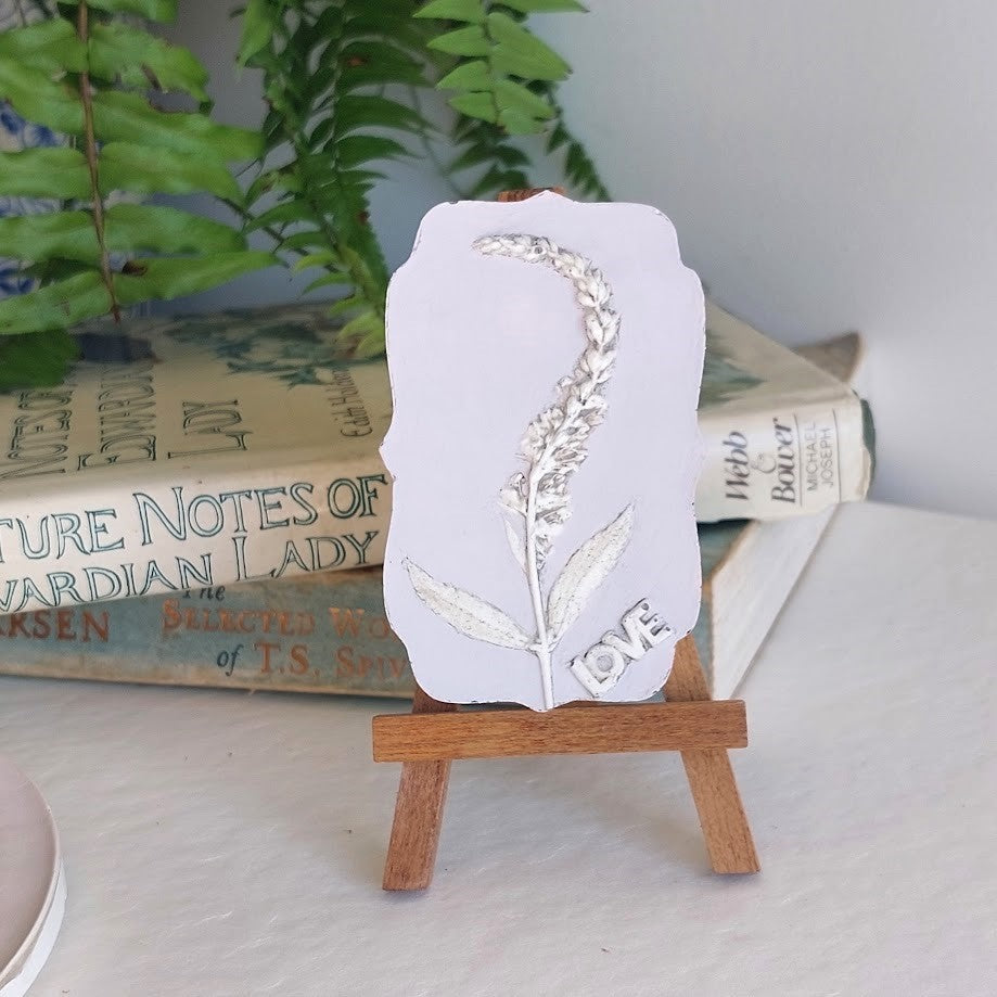 Hand-pressed Veronica Wall Art | Floral Bas-Relief Plaster Plaque