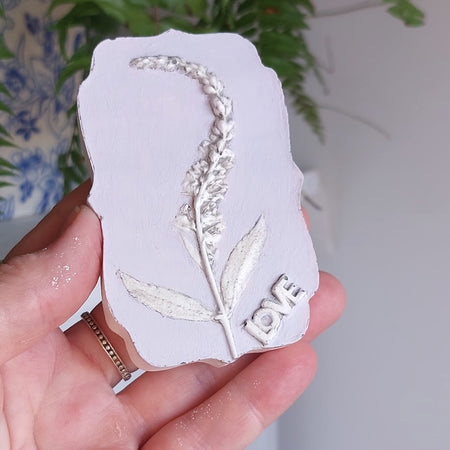 Hand-pressed Veronica Wall Art | Floral Bas-Relief Plaster Plaque