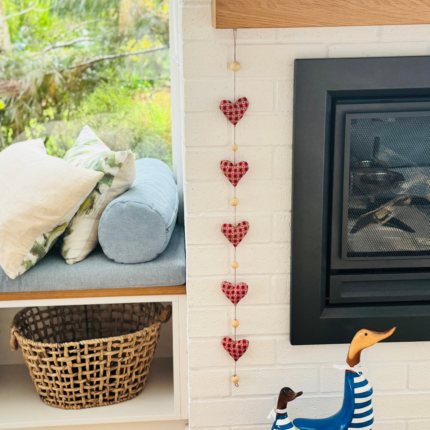 Handmade 'string of love' hanging heart garland