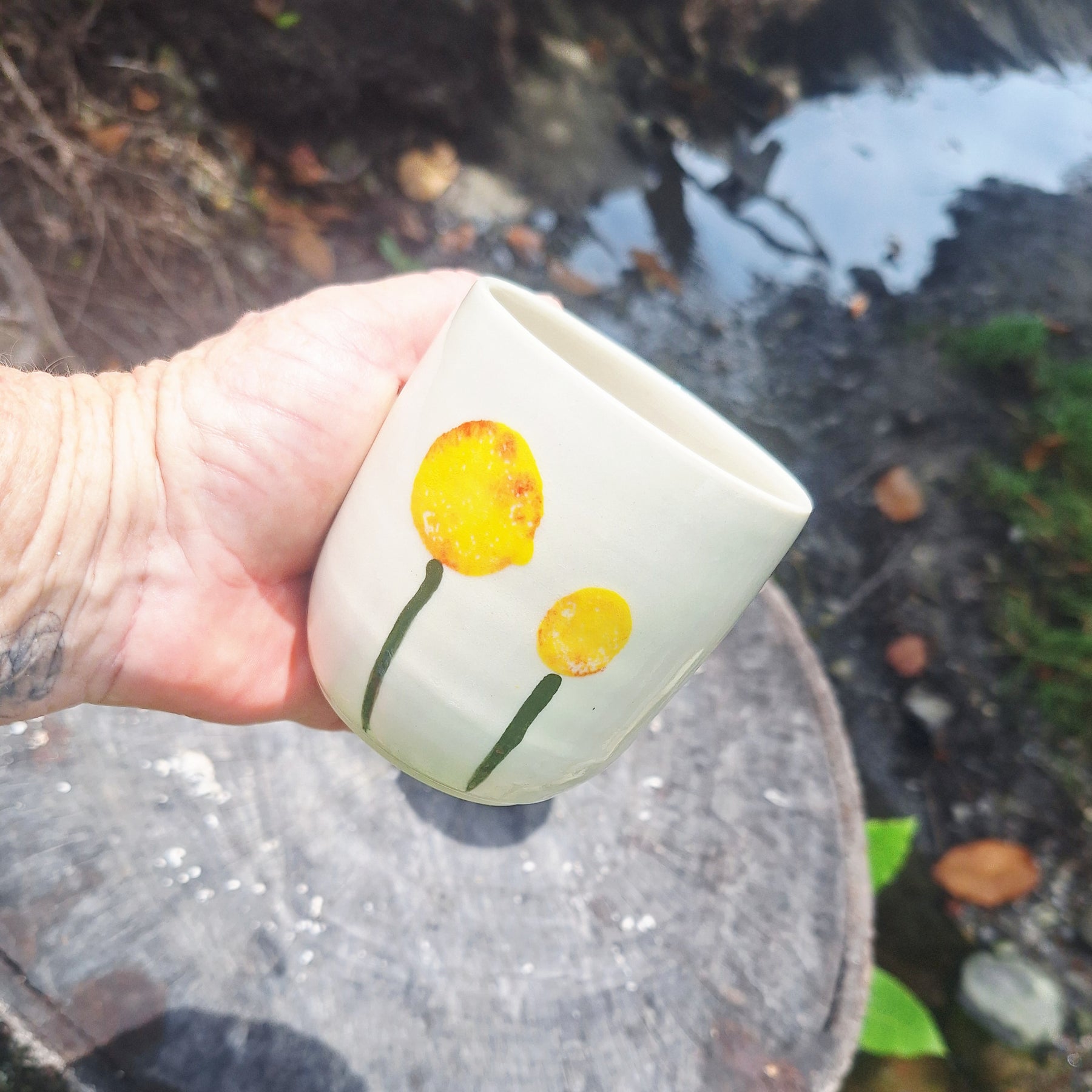 Latte Coffee Cup hand painted poppy flower
