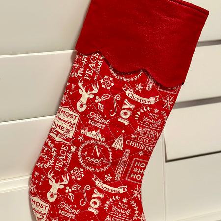 Handmade quilted Christmas stockings personalise with name or initials