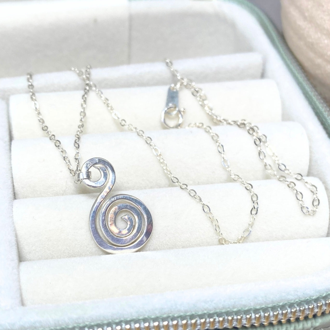 Hammered spiral pendant | Sterling silver | Chain necklace | Celtic-inspired jewellery