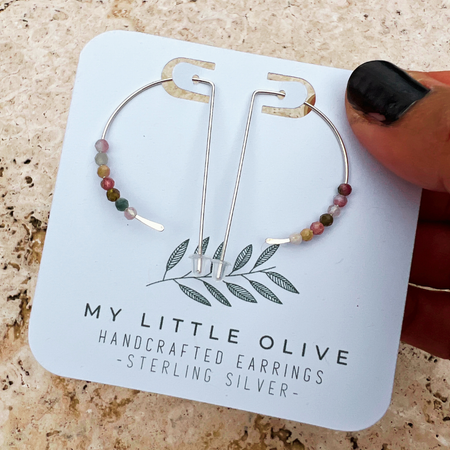 Tourmaline Arc Earrings in Sterling Silver