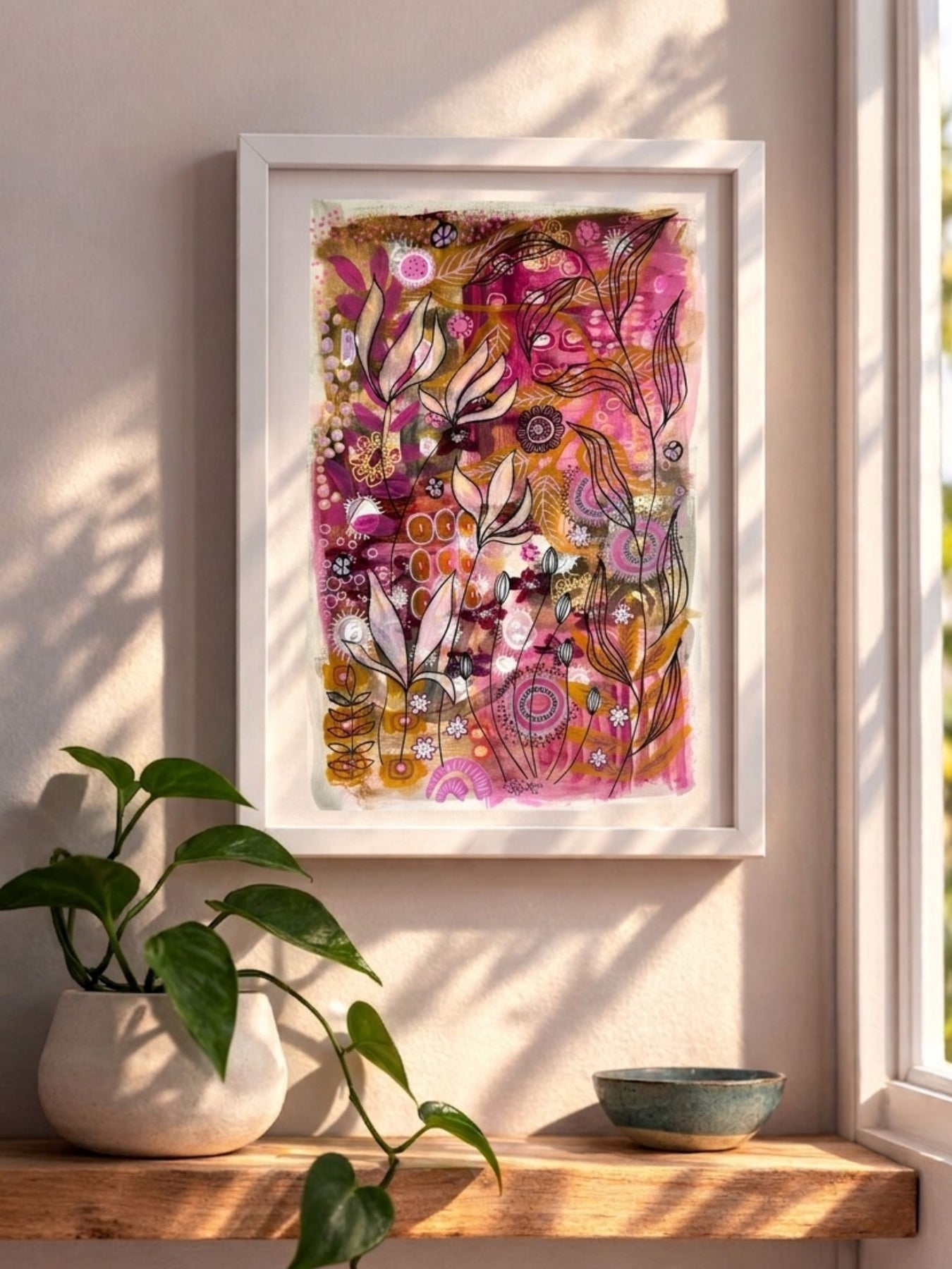 Original hand-painted artwork : Magnolia Tapestry