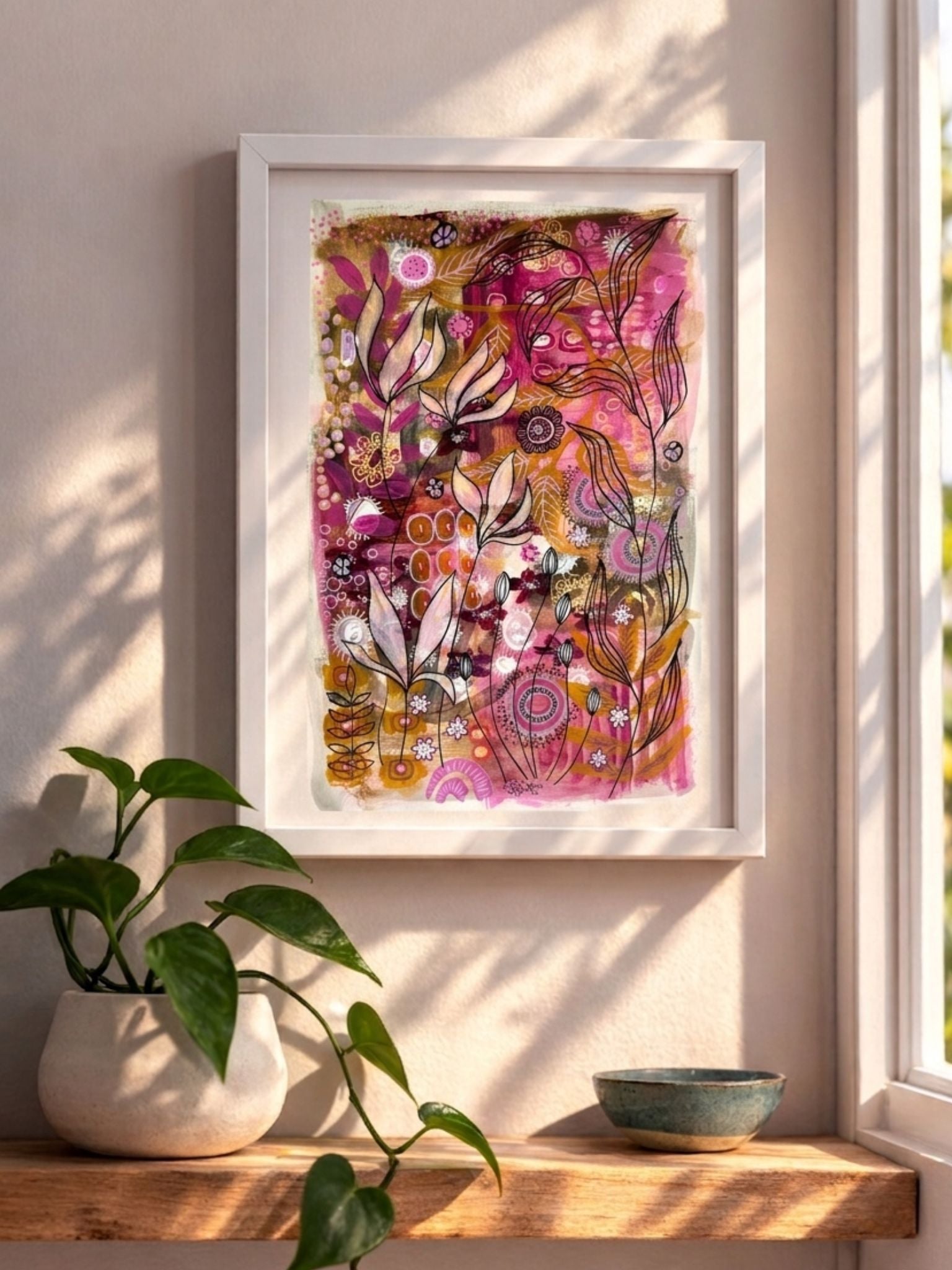 Original hand-painted artwork : Magnolia Tapestry