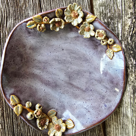 Purple flowered fruit bowl