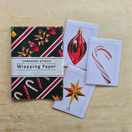 Christmas Ornaments Gift Wrap and Card Set