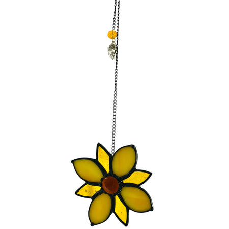 Stained glass flower sun catcher in yellow