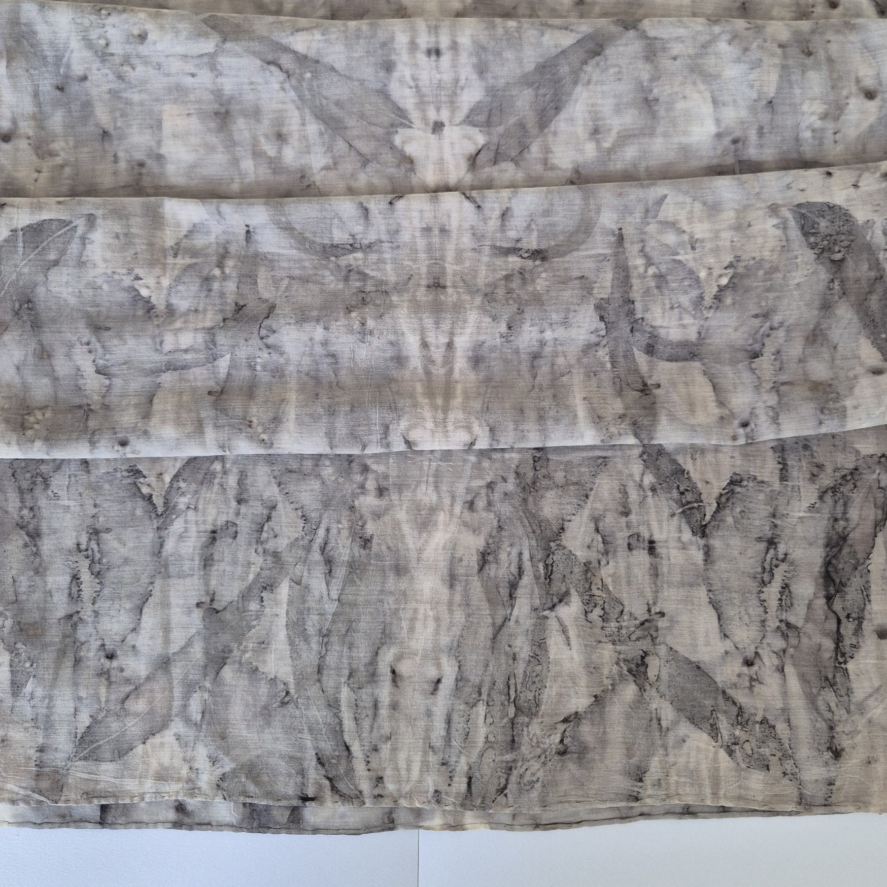 Ecoprinted scarf soft silk cotton neutral black grey