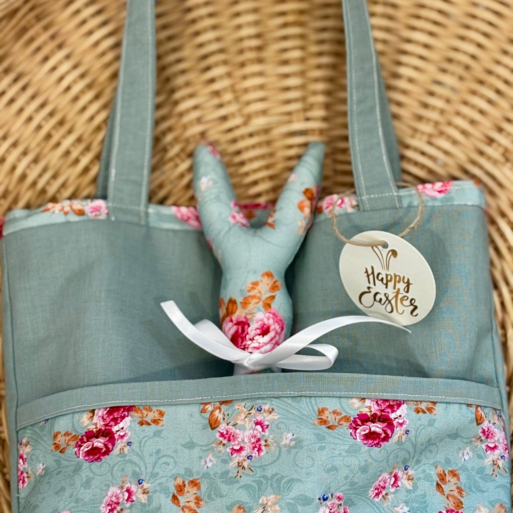 Handmade Easter gift Set, Fabric Eggs, Bag, & Bunny