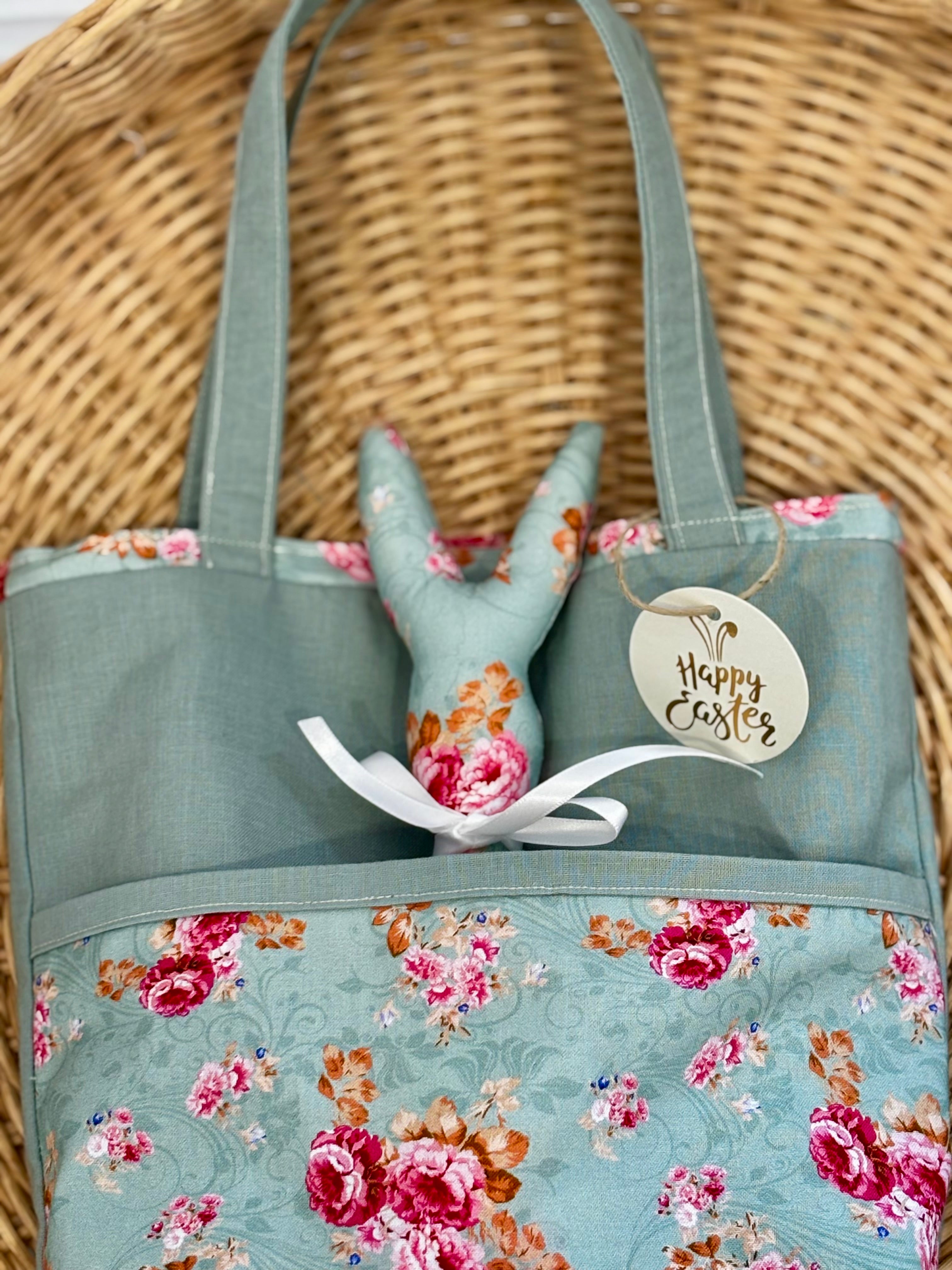 Handmade Easter gift Set, Fabric Eggs, Bag, & Bunny