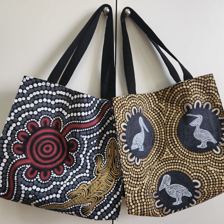 Tote Bag with boxed corners - Aboriginal Design