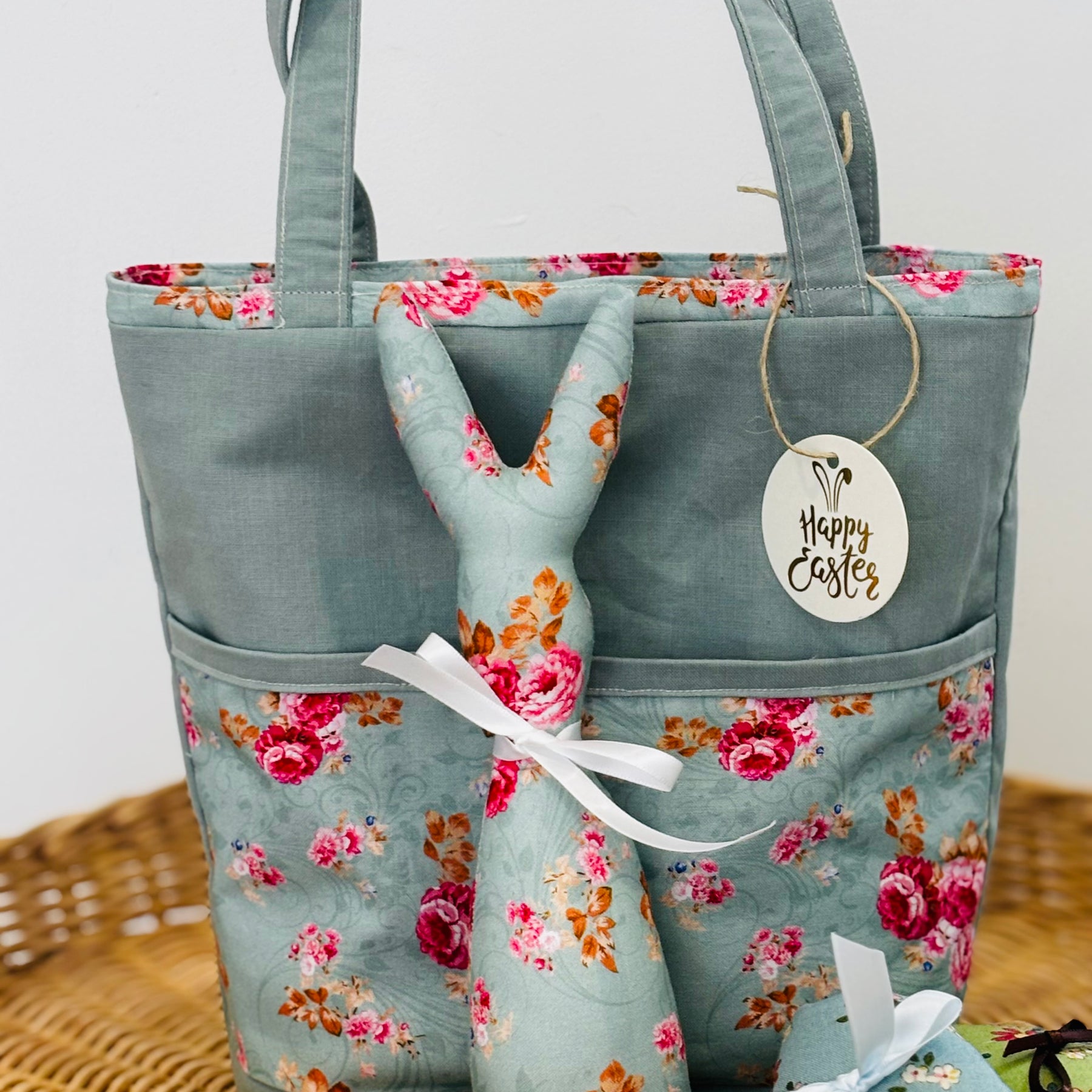 Handmade Easter gift Set, Fabric Eggs, Bag, & Bunny