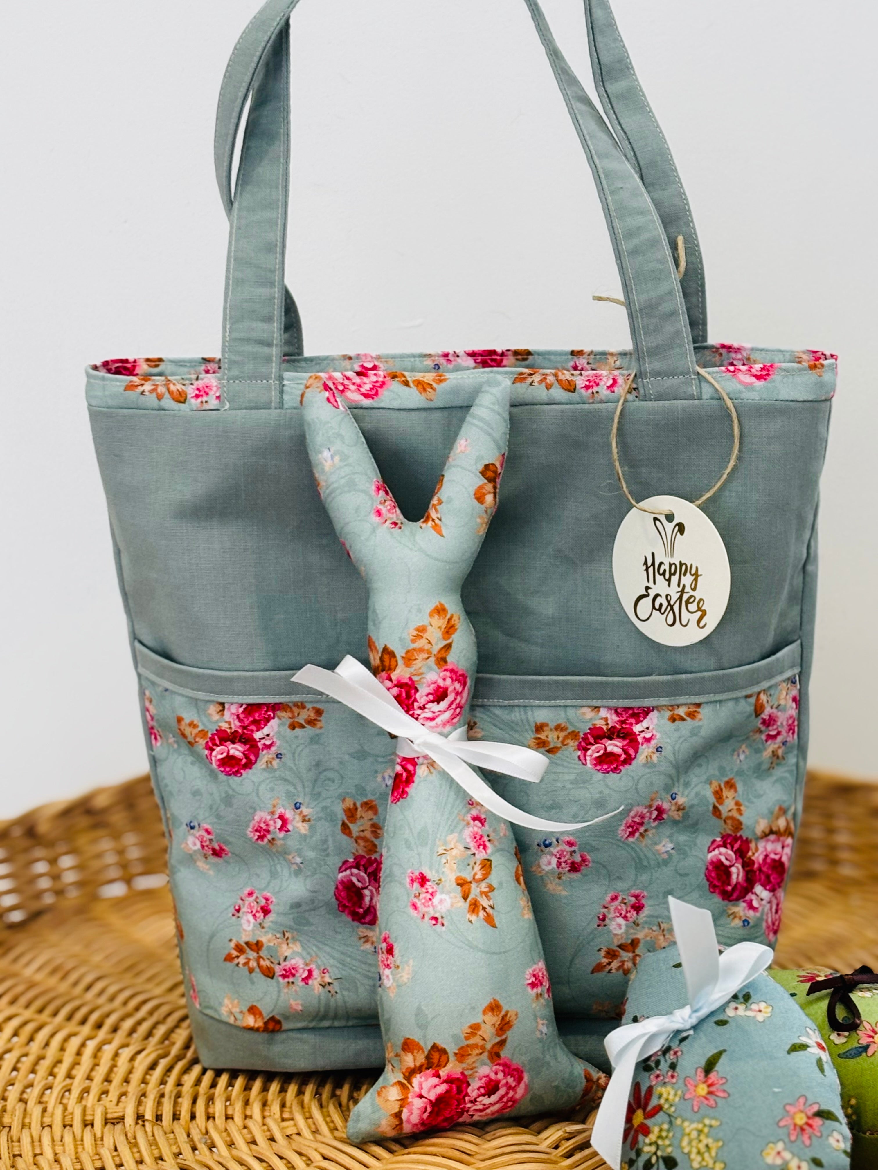 Handmade Easter gift Set, Fabric Eggs, Bag, & Bunny